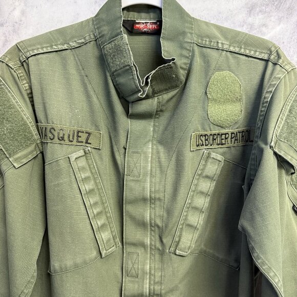 Vintage True Spec Border Patrol Military Shirt Mens M/L Green Ripstpo - Picture 3 of 16